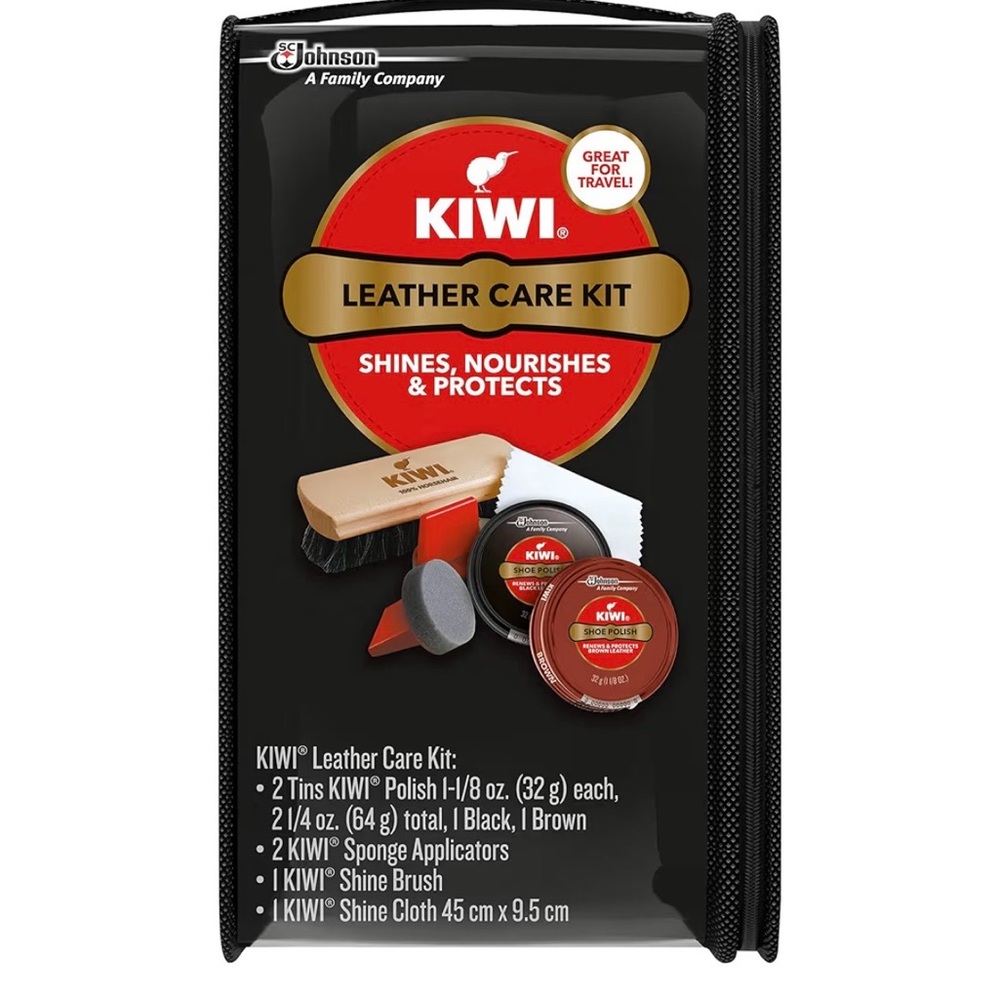 Kiwi Leather Care Kit with Black and Brown Polish
